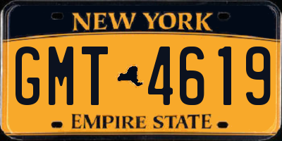 NY license plate GMT4619