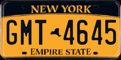 NY license plate GMT4645