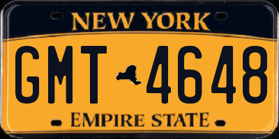 NY license plate GMT4648
