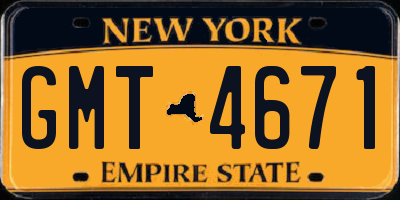 NY license plate GMT4671
