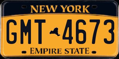 NY license plate GMT4673
