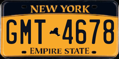 NY license plate GMT4678