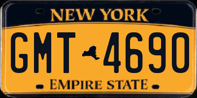 NY license plate GMT4690