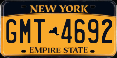 NY license plate GMT4692