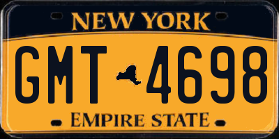 NY license plate GMT4698