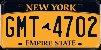 NY license plate GMT4702