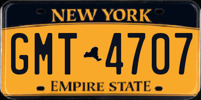 NY license plate GMT4707