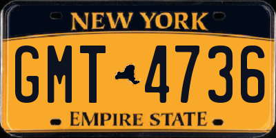 NY license plate GMT4736