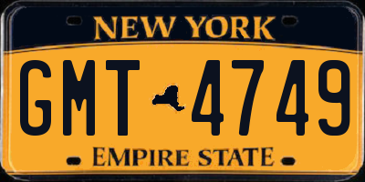 NY license plate GMT4749