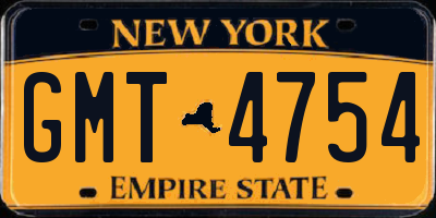 NY license plate GMT4754