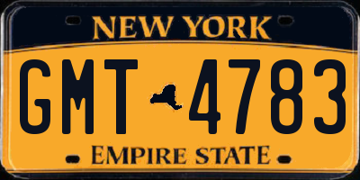 NY license plate GMT4783