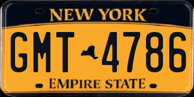 NY license plate GMT4786
