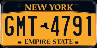 NY license plate GMT4791
