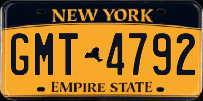 NY license plate GMT4792