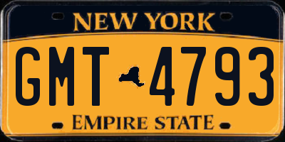 NY license plate GMT4793