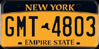 NY license plate GMT4803