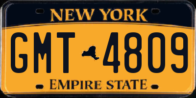 NY license plate GMT4809