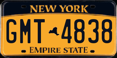 NY license plate GMT4838