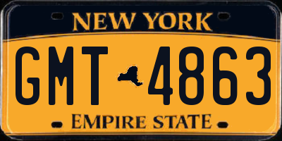 NY license plate GMT4863