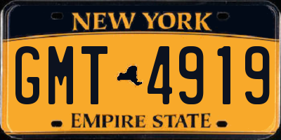 NY license plate GMT4919