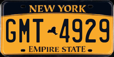 NY license plate GMT4929