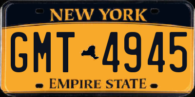 NY license plate GMT4945