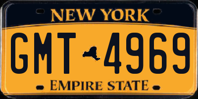 NY license plate GMT4969