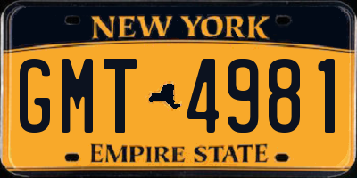 NY license plate GMT4981