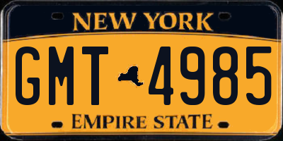 NY license plate GMT4985