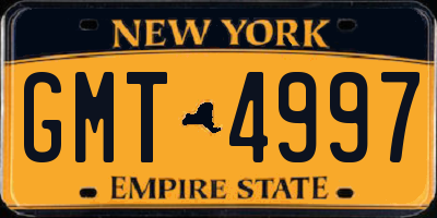 NY license plate GMT4997