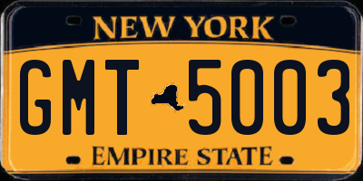 NY license plate GMT5003