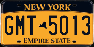 NY license plate GMT5013