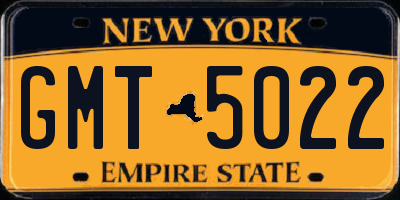 NY license plate GMT5022