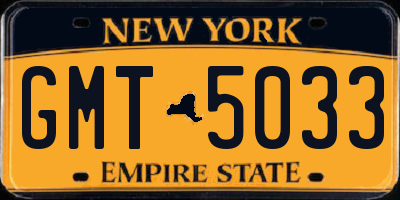 NY license plate GMT5033