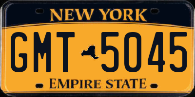 NY license plate GMT5045
