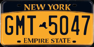 NY license plate GMT5047