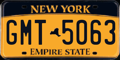 NY license plate GMT5063