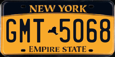 NY license plate GMT5068