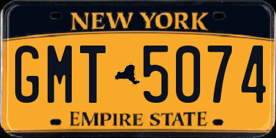 NY license plate GMT5074