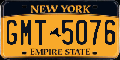 NY license plate GMT5076