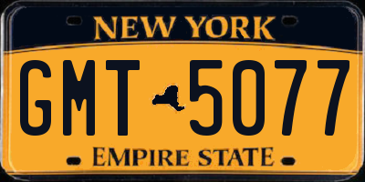 NY license plate GMT5077