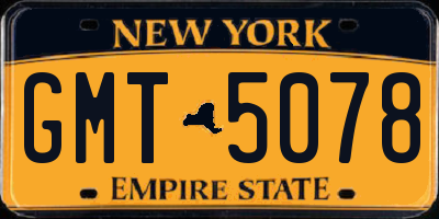 NY license plate GMT5078