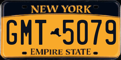 NY license plate GMT5079