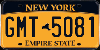 NY license plate GMT5081
