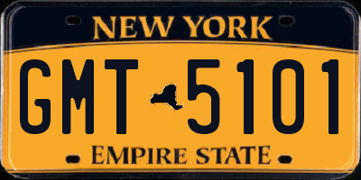 NY license plate GMT5101