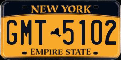 NY license plate GMT5102