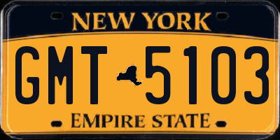NY license plate GMT5103
