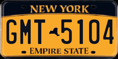 NY license plate GMT5104