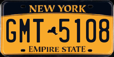NY license plate GMT5108