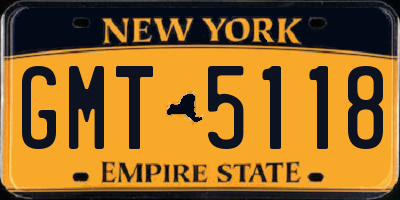 NY license plate GMT5118